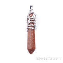 Tendance Ouest Hexagone Rouge Goldstone Alliage Pendentif Collier Bijoux Pendule